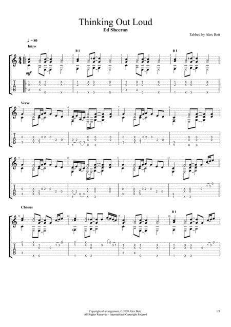 Download Thinking Out Loud (Fingerstyle Guitar) Sheet Music By Ed ...