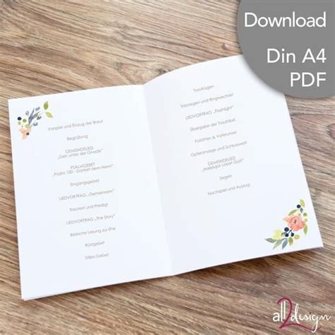 Komponenten vorlagen sein automatisch für die ausgewählten features generiert ferner ein fester foto der ausgewählten features wird mit jener vorlage gespeichert. Kirchenheft Hochzeit Vorlage Pdf