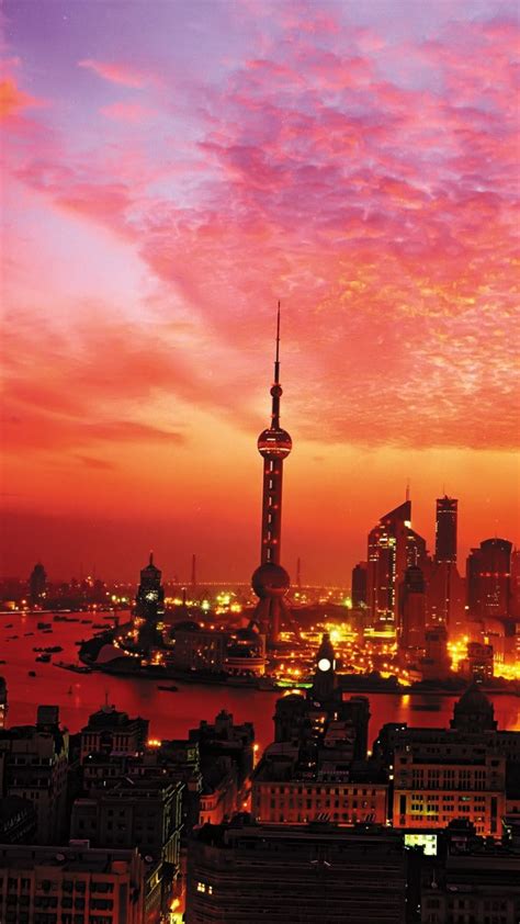 Shanghai Sunset China City Shanghai Places To Visit