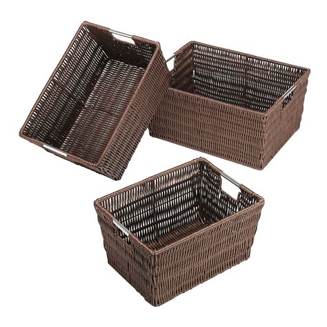 Essential Home Set Of Three Java Rattique Storage Baskets Home Home