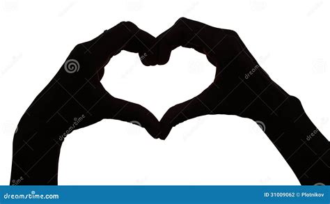 Silhouette Hand In Heart Shape Stock Photo Image Of Married Couple