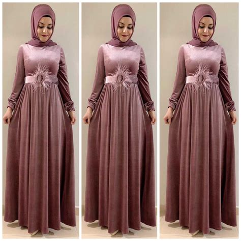 Tesettür Kadife Abiye Elbise Modelleri Yeni Tesettür Modası