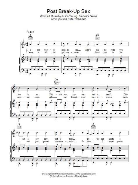 Post Break Up Sex Sheet Music The Vaccines Piano Vocal And Guitar