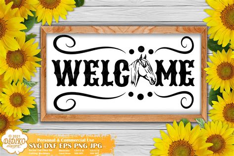 Welcome Cricut Cut File Welcome Sunflower Svg Sunflower Welcome Sign