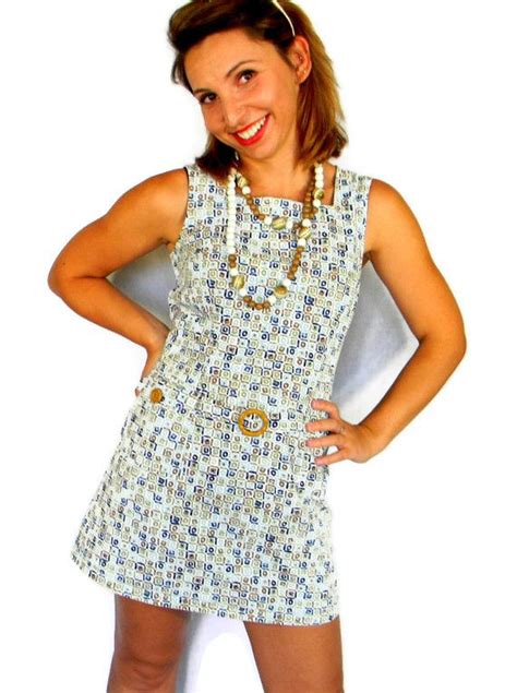 60s Mod Mini Dress Vintage Summer Dress Cotton Shift Etsy Vintage