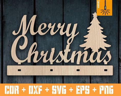 Standing Card Merry Christmas Vector Svg Cnc Etsy