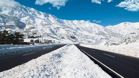 Snowy Road And Tunnel Entry Stock Image Image Of High Winter 105615865