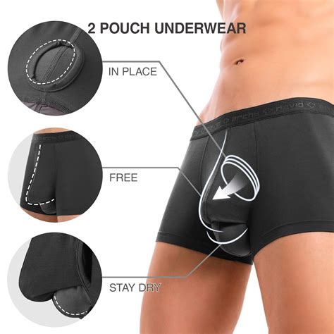 david archy men s dual pouch underwear micro modal trunks separate pouches with fly 4 pack buy