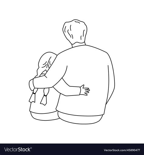 Father Is Hugging A Daughter Royalty Free Vector Image