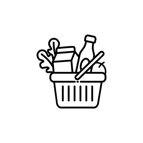 Groceries Icon Full Basket Of Food Grocery Shopping Icon Vector