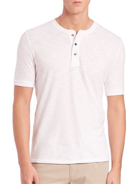 Vince Short Sleeve Cotton Henley In White For Men Lyst