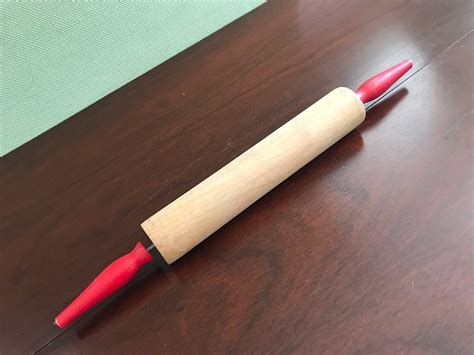 Wood Rolling Pin With Red Handles Vintage Wood Rolling Pin Pastry