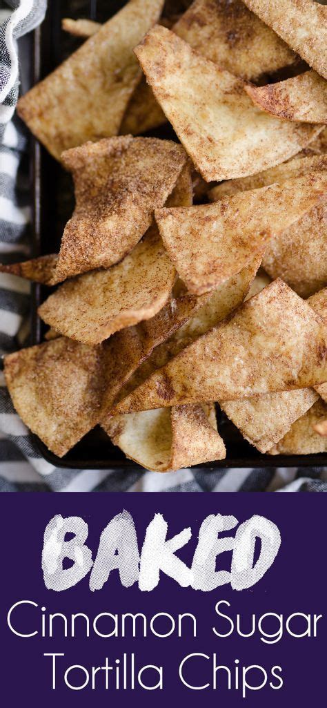Cinnamon sugar tortilla chips make a quick and easy recipe perfect for serving with your favorite sweet dips, salsa, or ice cream! Baked Cinnamon Sugar Tortilla Chips are easy 4 ingredient ...