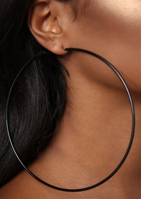 4 Oversize Black Hoop Earrings For Women Alloy Large Hoop Earrings Chic Big Statement Earrings