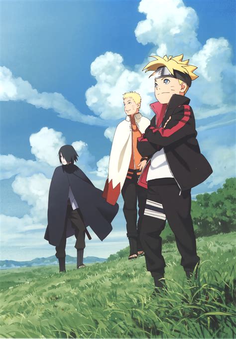 Boruto Hokage Naruto And Adult Sasuke Look Into The Distance
