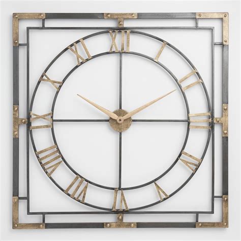 Square Black And Gold Wall Clock By World Market Contemporary Wall