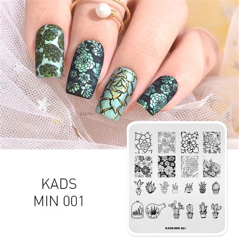 Kads Succulent Plants Nail Stamp Stamping Plate Template Image Manicure