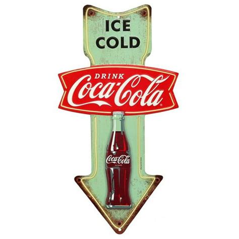 Coca Cola 90153896 S Ice Cold Embossed Tin Arrow Sign