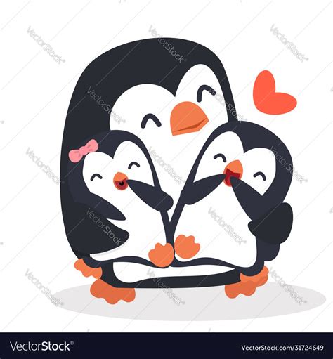 Cute Penguins Happy Hug With Chicken Royalty Free Vector