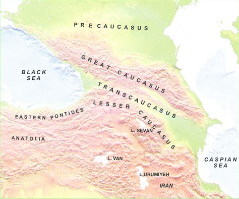 Physical Map Of The Caucasus And Adjacent Areas Of The Black
