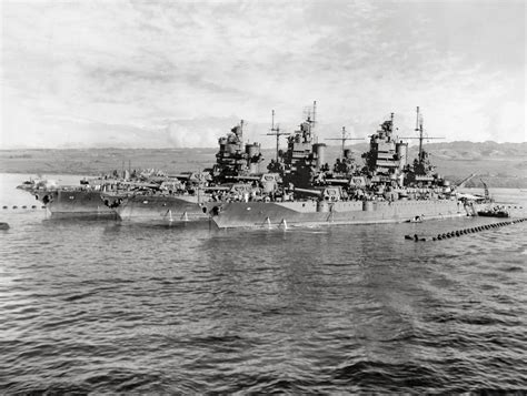 Battleships Idaho New Mexico And Mississippi At Pearl Harbor