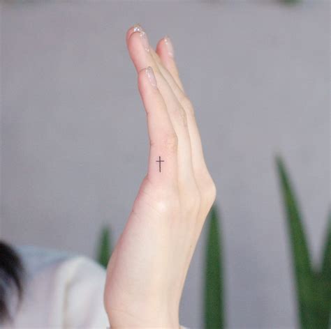 Minimalist Cross By Wittybuttontattoo