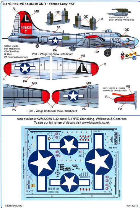 Kits World Decals 132 Boeing B 17g Flying Fortress Yankee Lady Ebay