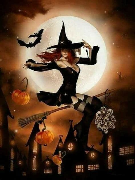 Pin By 📌 ️📌 Teresa Hughes 📌 ️📌 On Holiday ~ Happy Halloween Witch Art