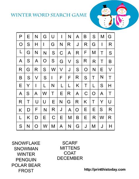Winter Word Search Games For The Classroom Pinterest