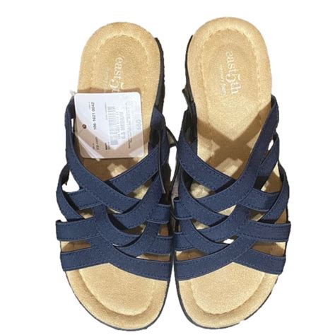 east 5th shoes east 5th navy straps tan soles black wedge sandals size 65m nwt poshmark