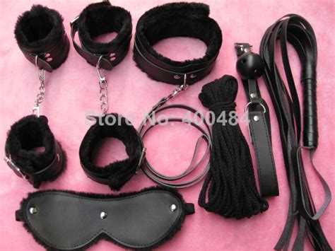 7 In 1 Bondage Kit Gear Sex Toys Pu Wrist Ankle Cuffs Collar Whip Rope