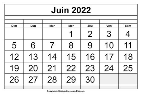 Juin 2022 Calendrier Imprimable The Imprimer Calendrier
