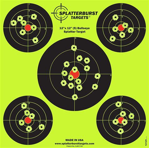 Splatterburst Targets 12 X12 Inch 5 Bullseye Reactive Shooting