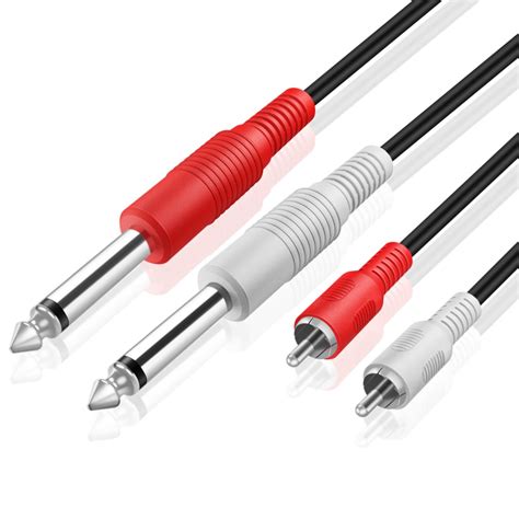 Premium Dual 14 Inch To Dual Rca Audio Cable 10ft Male 635mm 14
