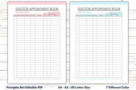 Printable Doctor Appointment Book Doctor Visits Tracker Etsy