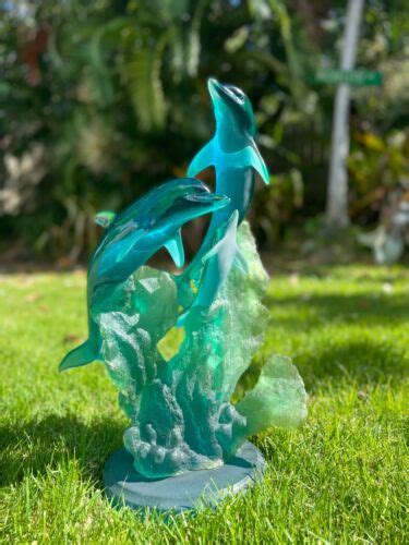 Collectible Large Dolphin Blue Sculpture Signed Donjo Gorgeous Piece