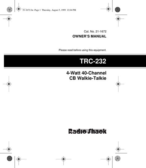 Radio Shack Trc 232 Users Manual 21 1672