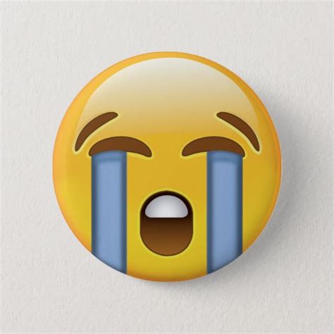 Loudly Crying Face Emoji Pinback Button