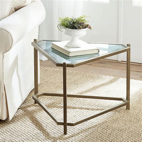 Kendall Triangle Side Table Verdegris Glass Top Ballard Designs Hsz 1 S