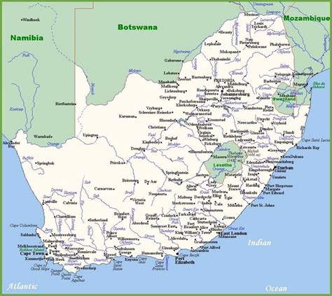 Map Of South Africa With Cities And Towns Южная африка География Африка