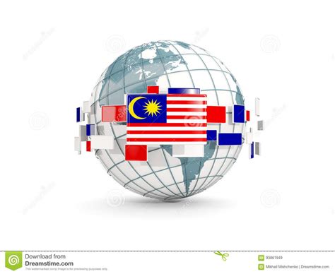Globe Flag Malaysia Isolated White Stock Illustrations 88 Globe Flag