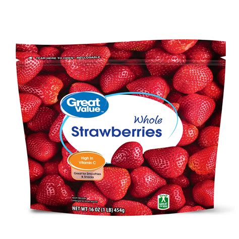 Great Value Whole Strawberries Frozen 16 Oz