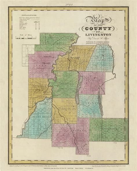 Livingston County New York 1829 Burr State Atlas Old Maps