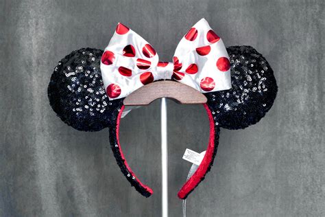Sequined Ears With Red Polka Dots Bow Minnie Ear Collectors