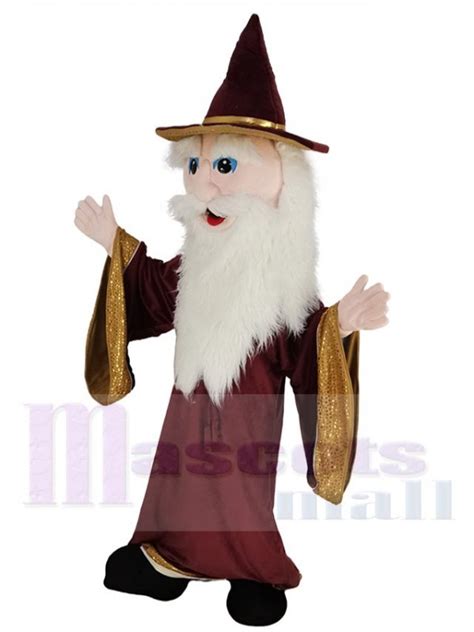 Maroon Merlin Wizard Mascot Costume People