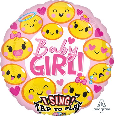 Buy Sing A Tune Emoticon Baby Girl Balloons For Only USD By Anagram Balloons Online