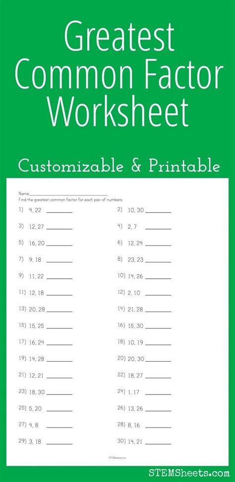 Factoring Numbers Worksheets 7th Grade