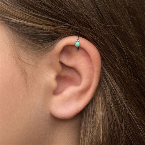 Surgical Steel Tragus Earring Hoop Opal Cartilage Piercing Etsy