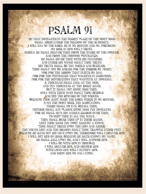 Psalm 91 Poster Huge A1 Psalm 91 Print Wallart Bible Art Etsy