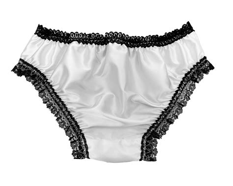 Black White Satin Frilly Sissy Full Panties Bikini Knicker Underwear